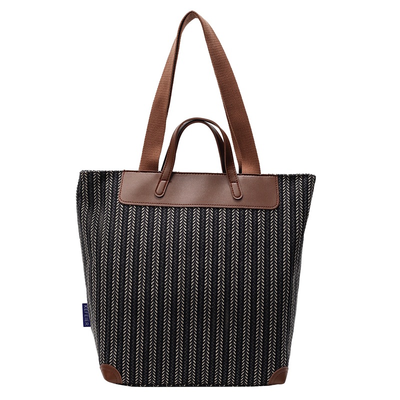 2025 New commuter summer Fashion large-capacity casual tote bag, single-shoulder striped versatile women's underarm bag Item Picture
