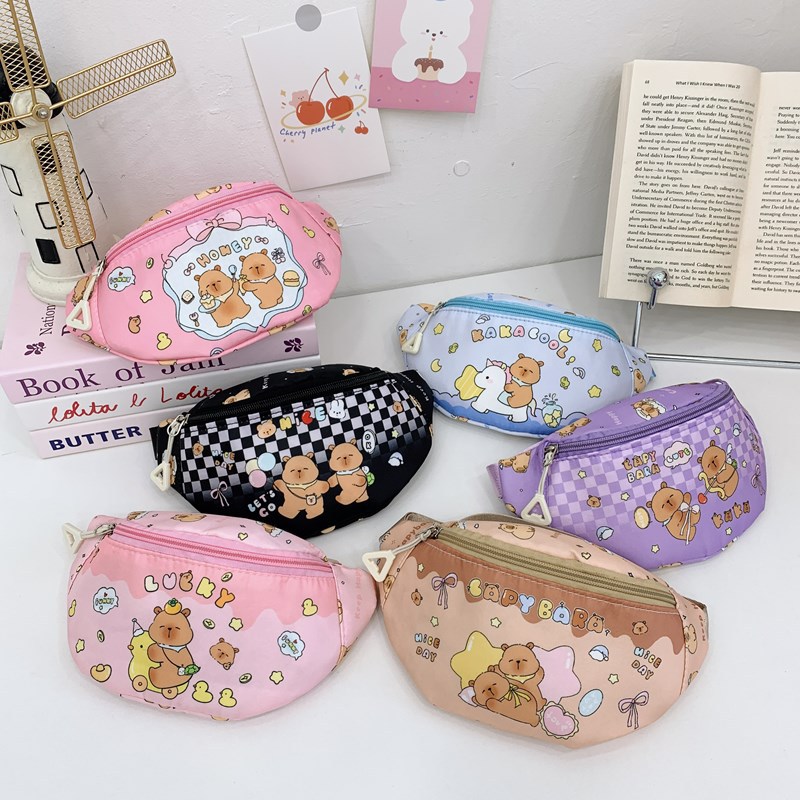2025 Summer New cartoon cute children's bags, boys' and girls' accessories, small chest bags, casual travel princess waist bags full figure
