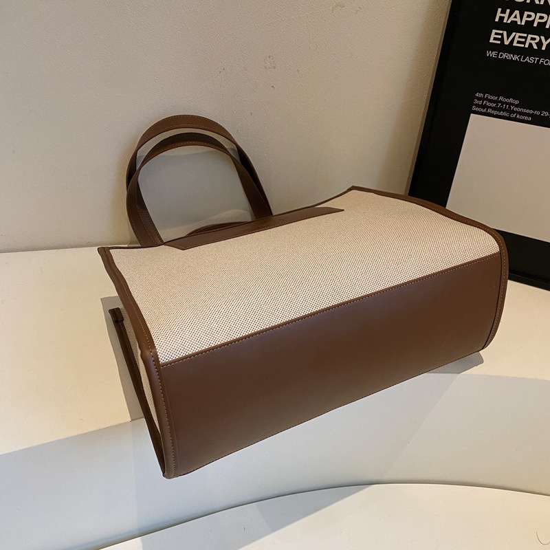 Large-capacity casual canvas bag for women, 2024 new style fashionable hand-held commuting bag, simple and versatile office tote bag Specification drawing