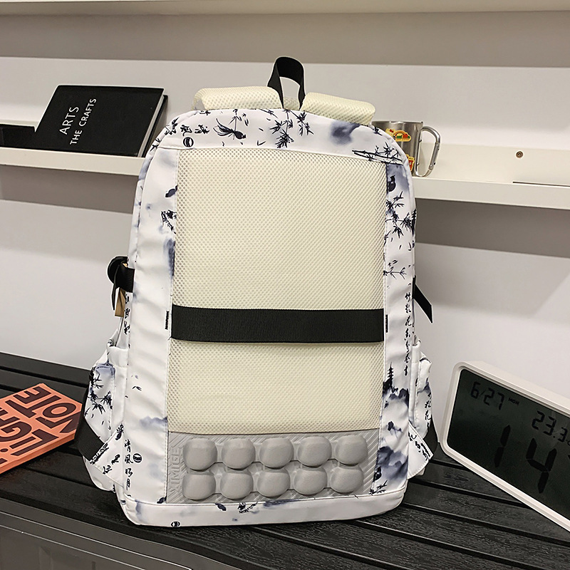 New schoolbag with Chinese trend tie-dye, high appearance level, couple casual backpack, high-quality air-cushioned backpack for teenagers and students Specification drawing