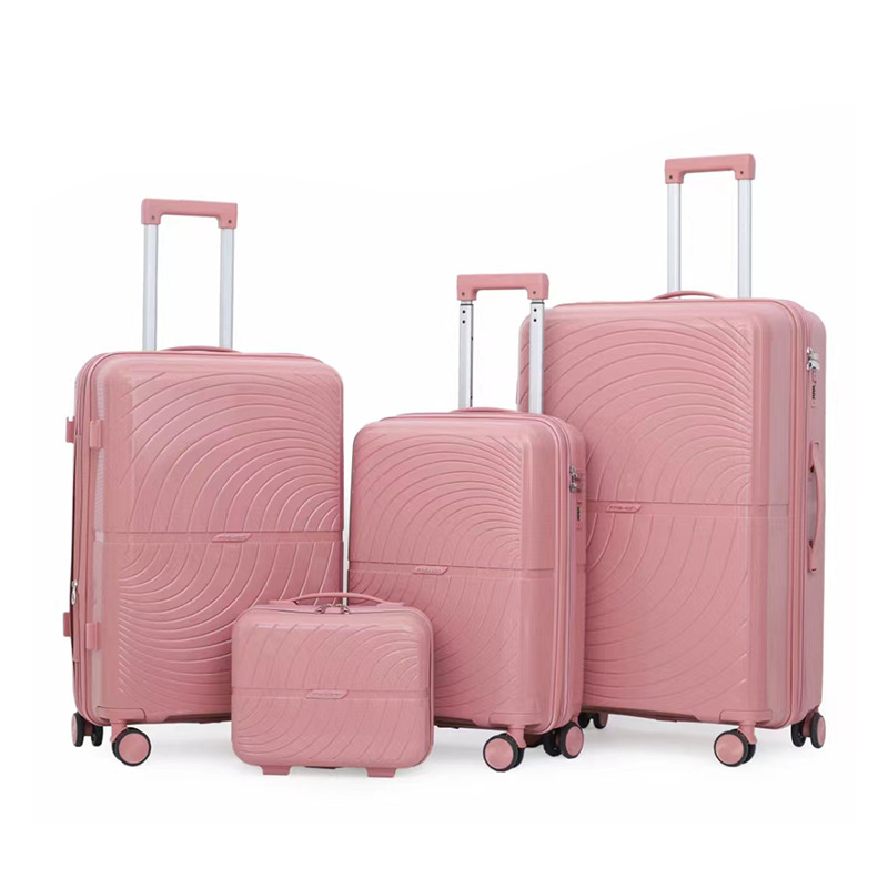 Foreign trade cross-border large-capacity PP trolley case, explosion-proof zipper suitcase, student combination case with expansion travel case Item Picture
