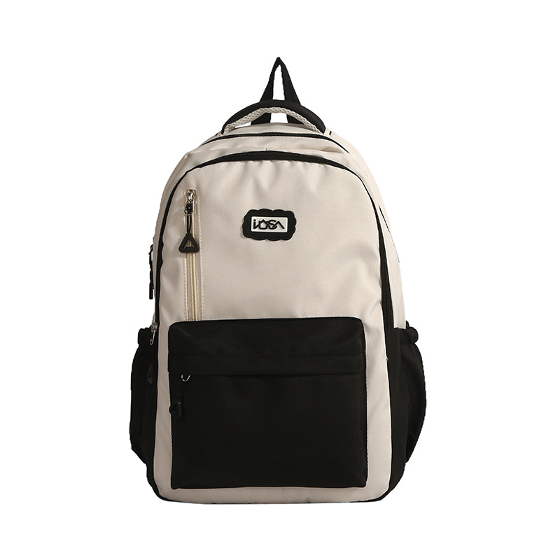 Versatile color-blocking backpack, new trendy large-capacity backpack, high-end short-distance travel bag, college student schoolbag Item Picture