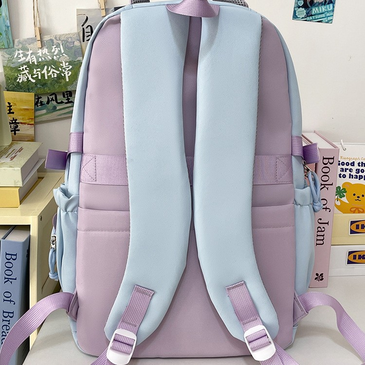 A new Japanese-style, high-appearance-level ins transparent backpack for girls. It features a high level of appearance, cute color blocking and large capacity Specification drawing