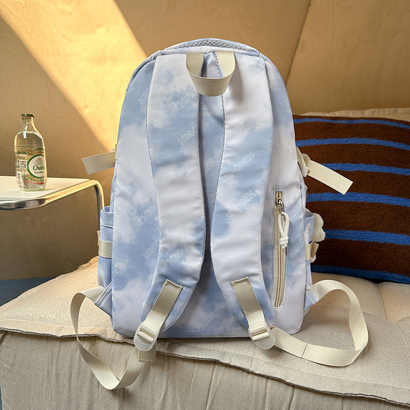 New Chinese-style versatile tie-dyed backpack, large-capacity simple schoolbag for students, Korean-style niche and personalized casual backpack Specification drawing