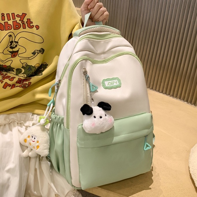 Forest-style color-blocking schoolbag for girls, lightweight middle school backpack, Korean version of Instagram, cute backpack for third and fifth grade primary school students details Picture