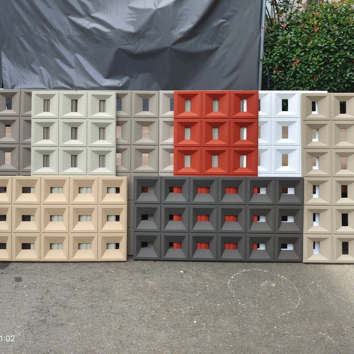 Selected lightweight PU nine-grid frosted cement component double-sided background wall design partition hollow brick source factory Application Scenario
