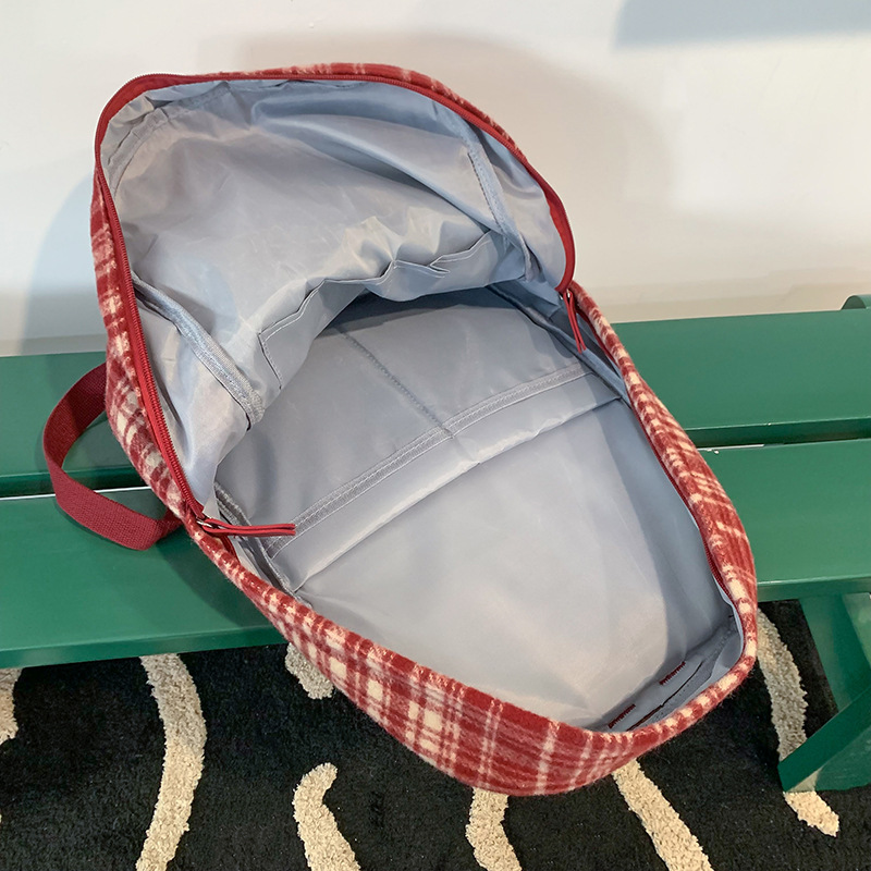 Korean version of ins school style woolen checkered schoolbag for girls, new spring 2025, high appearance level backpack for students Application Scenario