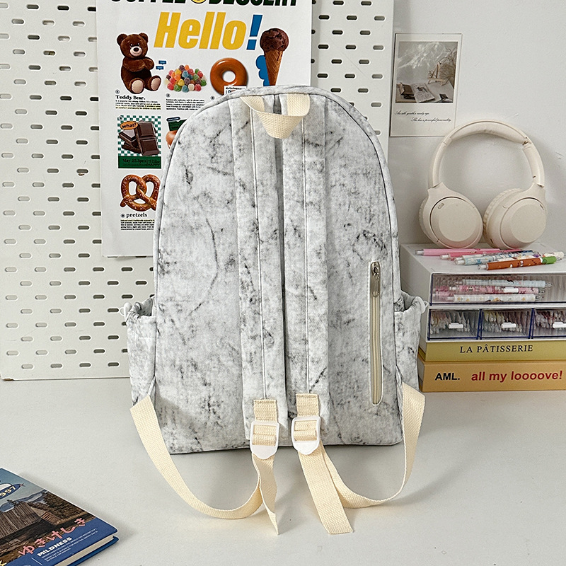 Simple tie-dyed schoolbag for college students, niche and versatile backpack, large-capacity Japanese-style backpack, casual travel single-shoulder bag Specification drawing