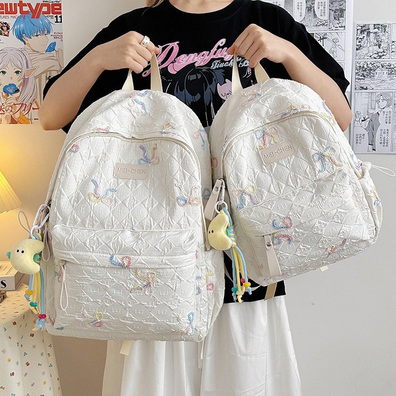 Japanese-style ins sweet bow, girlish heart, shopping and travel backpack, candy-colored, high appearance level, children's small backpack full figure