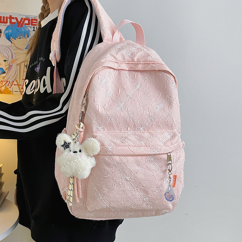 A high-appearance-level forest-themed female college student with a bow design, a fresh and sweet girl's backpack full figure