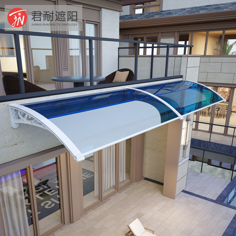 Aluminum alloy canopy, outdoor silent rainproof canopy, household balcony doors and Windows, pc polycarbonate sheet silent rain cover, sunshade canopy Specification drawing