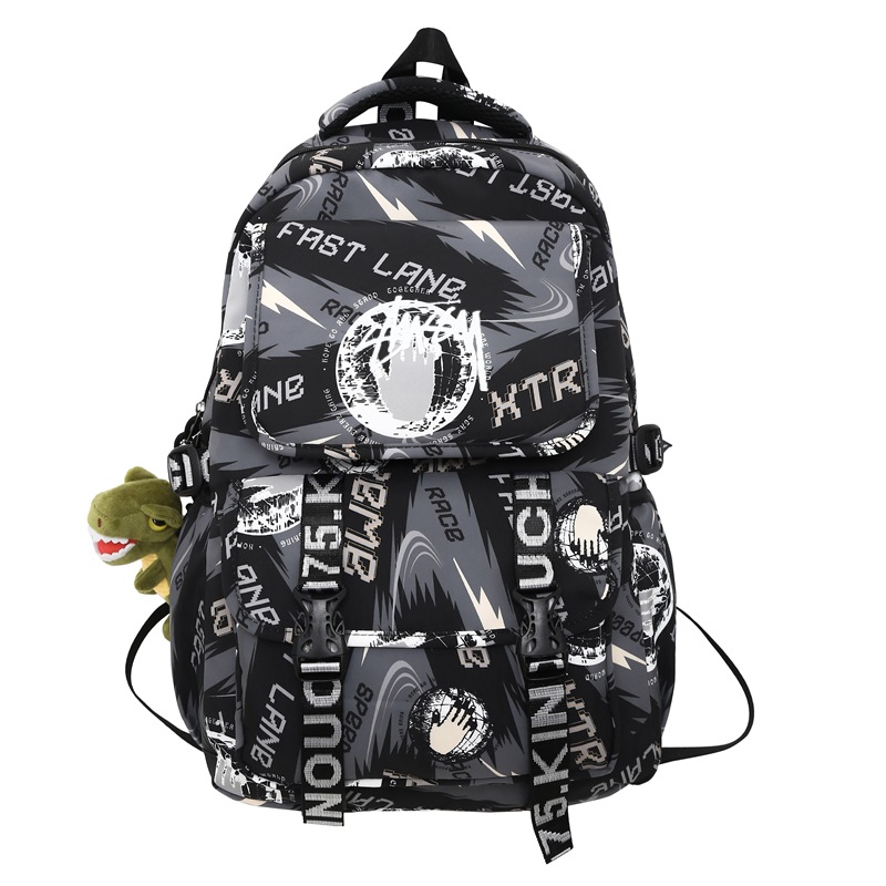 Backpack, large capacity, graffiti, trendy student travel computer, female couple printed schoolbag, male junior high school student backpack Item Picture