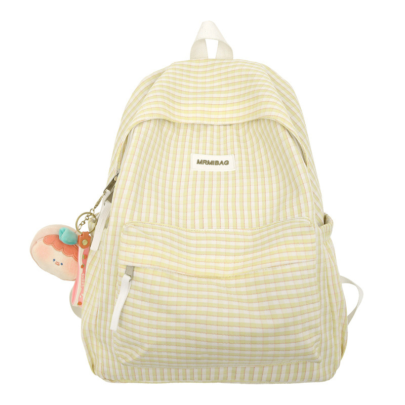 Japanese-style artistic checkered schoolbag for girls, Korean version of Harajuku style, campus backpack for junior and senior high school students, fresh for college students' shoulders Item Picture