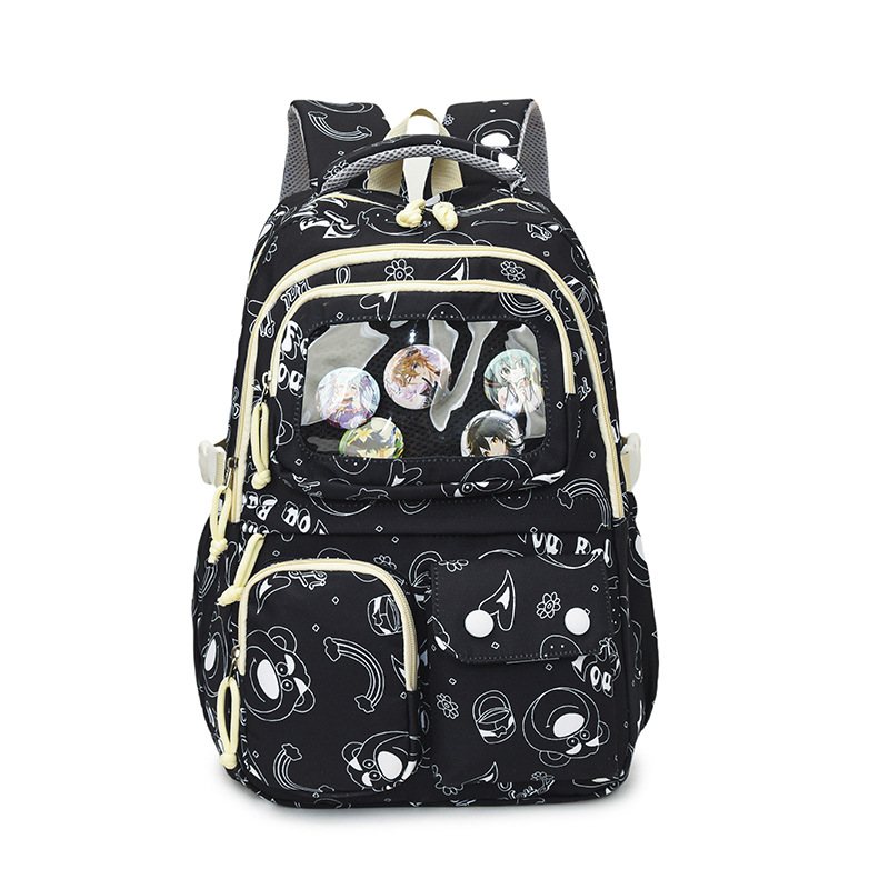 New high-appearance-level, fresh and clean schoolbag, Japanese Harajuku style, large-capacity travel backpack, printed and versatile backpack Item Picture
