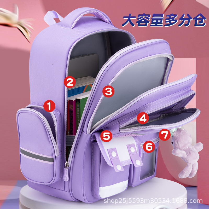 New children's schoolbags for grades 1-6, low-load and spine-protecting large-capacity backpacks for both boys and girls Specification drawing