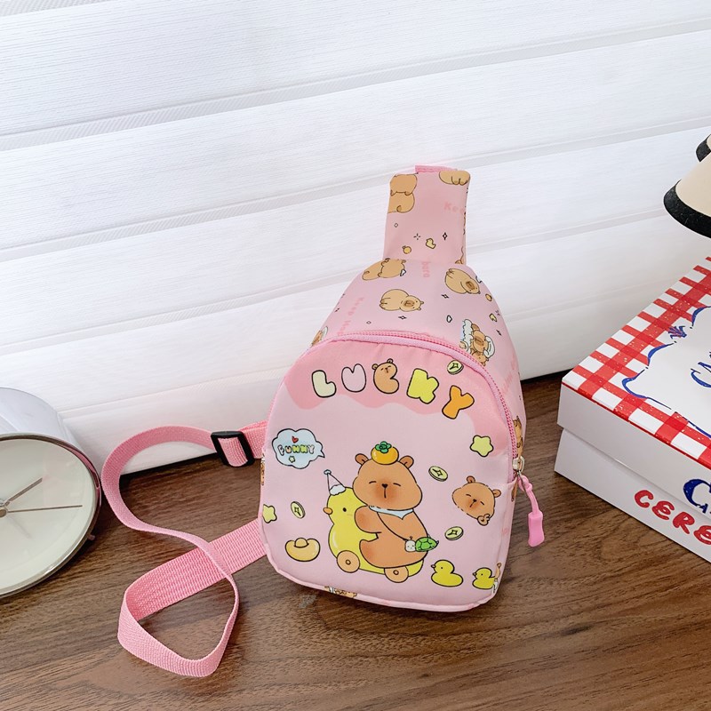 Children's chest bag, Capibara, cute cartoon, kids' single-shoulder crossbody bag, outdoor casual small change bag for boys and girls details Picture