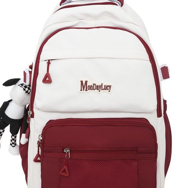High-appearance-level Japanese-style schoolbag with contrasting colors, lightweight backpack for junior and senior high school students, 2023 new large-capacity couple backpack Item Picture