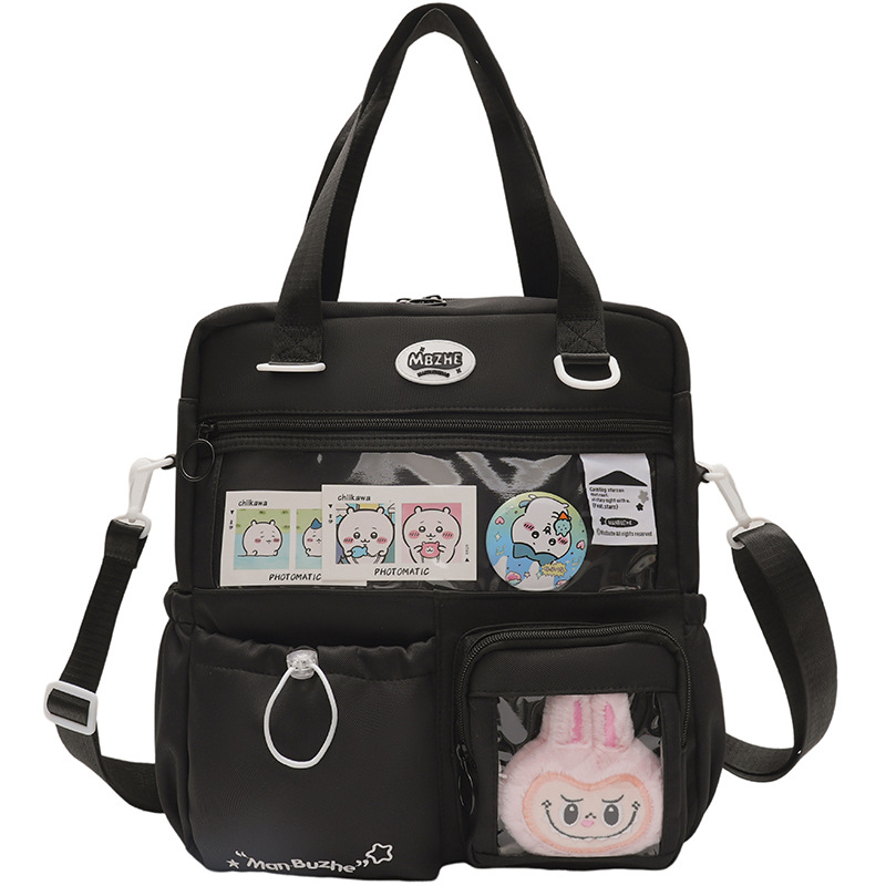 Crossbody bag, Japanese style, ins style, high appearance level, girl tote bag, dopamine color contrast transparent pain bag, middle school supplement Item Picture