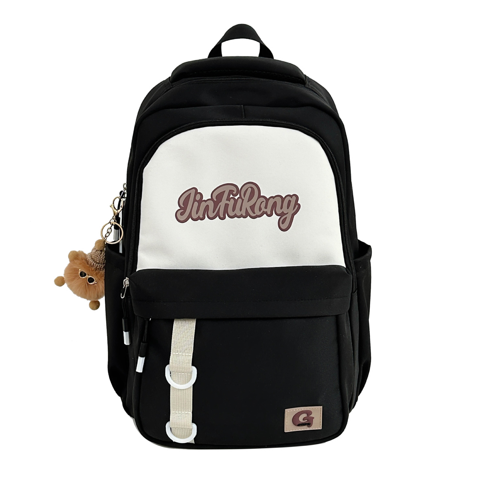 American-style simple color-blocking schoolbag, Korean version for girls, large-capacity backpack for high school students, versatile travel backpack for junior high school students Item Picture