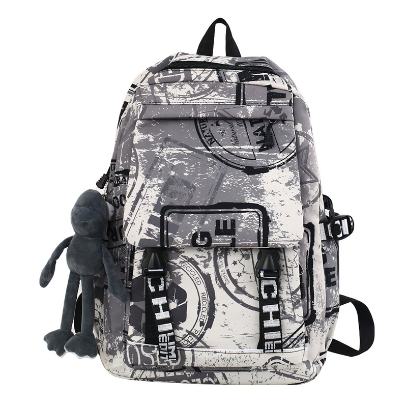 A new trendy backpack for boys from foreign trade, featuring a large capacity and personalized graffiti graffiti on Instagram Item Picture