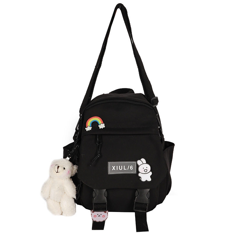 Mini solid-color backpack, Korean style sweet and simple schoolbag for girls, cute children's schoolbag, fresh and clean crossbody bag Item Picture