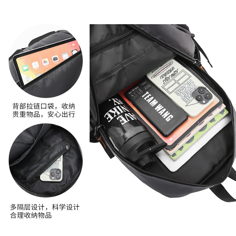 Cross-border backpacks for men, large-capacity men's backpacks, outdoor leisure, business commuting computer bags, lightweight student schoolbags Specification drawing