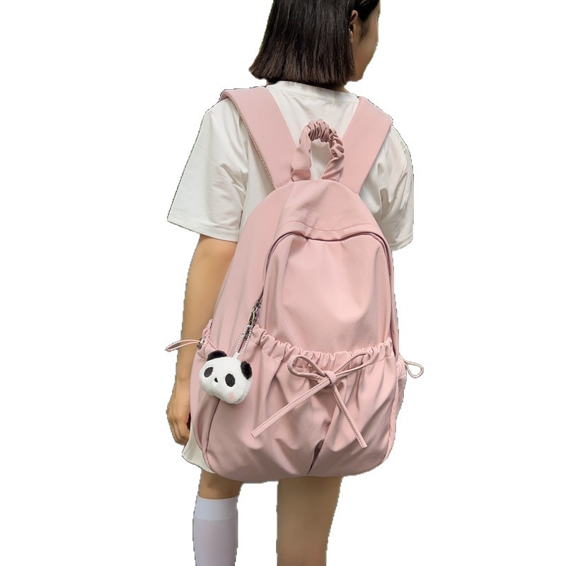 A new Korean-style, ins, niche design, lightweight, artistic, solid-color, large-capacity backpack for female college students Item Picture