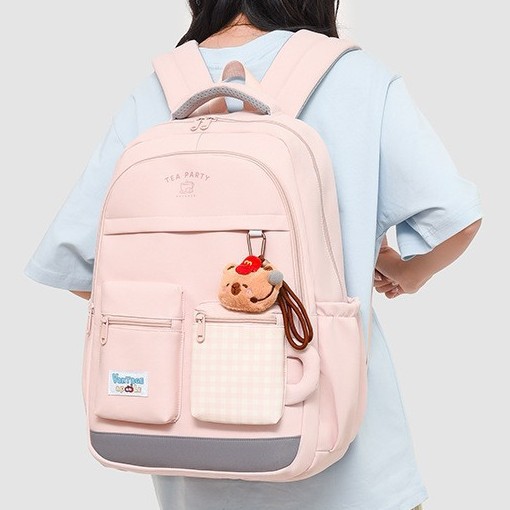 The new forest-themed ins high-appearance-level fresh and sweet candy-colored backpack is a spring outing travel backpack for junior and senior high school students full figure