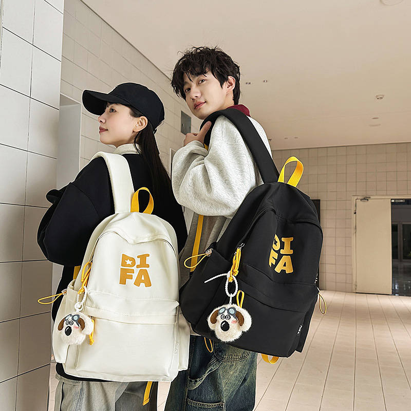 2025 New couple size backpacks, simple letter solid color ins college student schoolbags, casual spring outing bags full figure