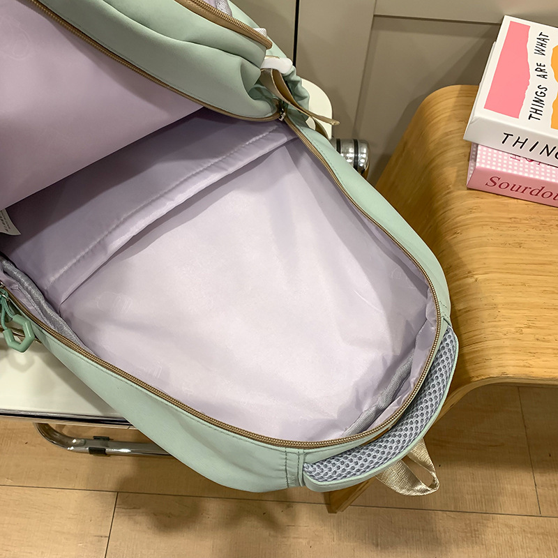 Spring new high-quality schoolbag for girls, Korean style Instagram color-blocking and splicing multi-compartment lightweight backpack for primary and secondary school students Application Scenario
