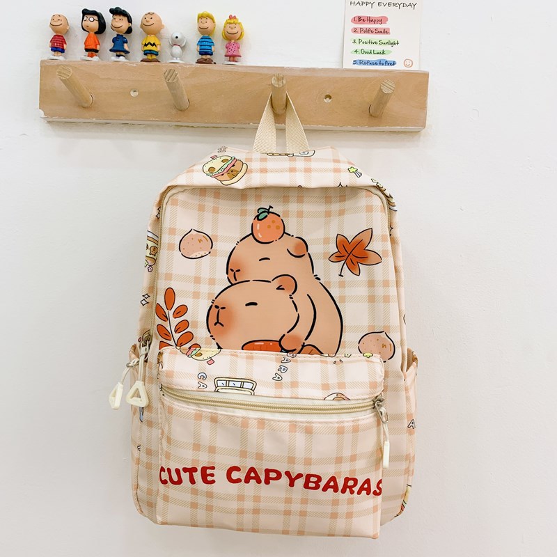 Cute cartoon capybara schoolbag for girls, 2025 new style children's backpack, large capacity Capibara bag Specification drawing