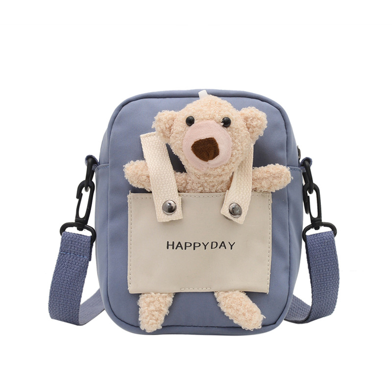 Japanese-style Instagram cute canvas bear bag for women's crossbody bag 2025 New style personalized Harajuku student single-shoulder phone bag Item Picture