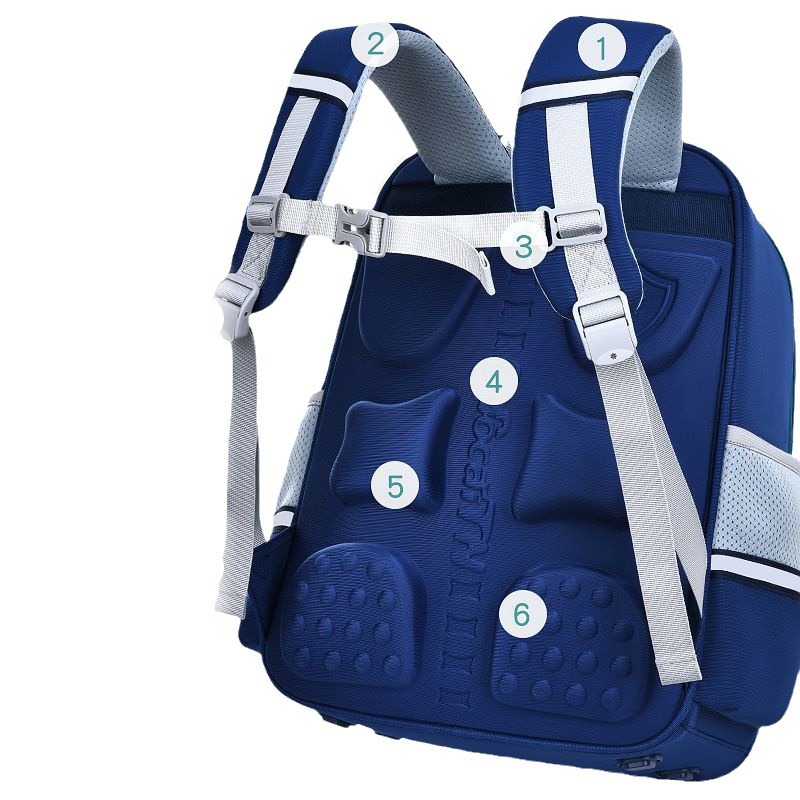 New school bag for primary school students, spine protection and burden reduction, cartoon bag, multi-functional 1-3-6 grade backpack details Picture