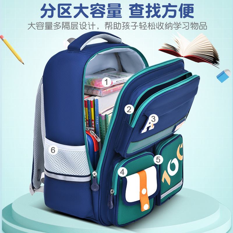 New children's schoolbag for boys and girls in grades 1, 2, 3, 4, 5 and 6, weight loss and shoulder protection for primary school students Specification drawing