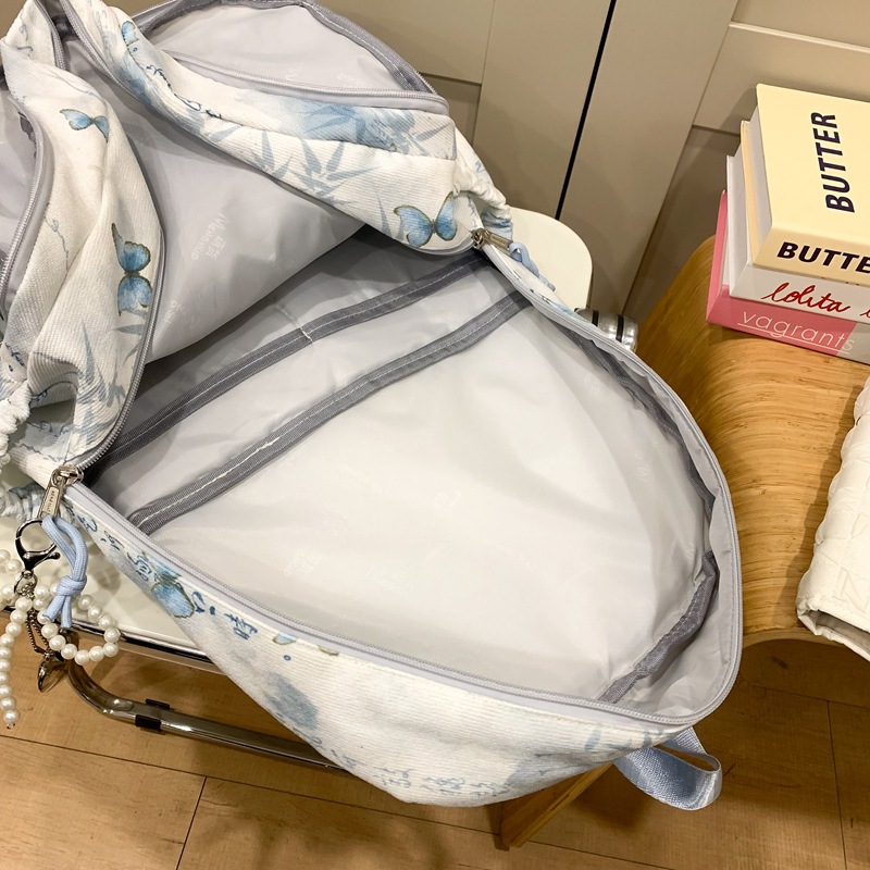 Sweet girl backpack with large capacity, Korean style Instagram, high appearance level, college style, junior high school student butterfly Chinese style backpack Application Scenario