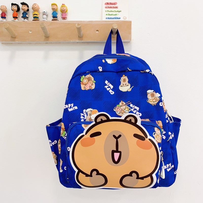 2025 New Capibara cute cartoon children's schoolbag, casual backpack for boys and girls in kindergarten, 2-5 years old details Picture