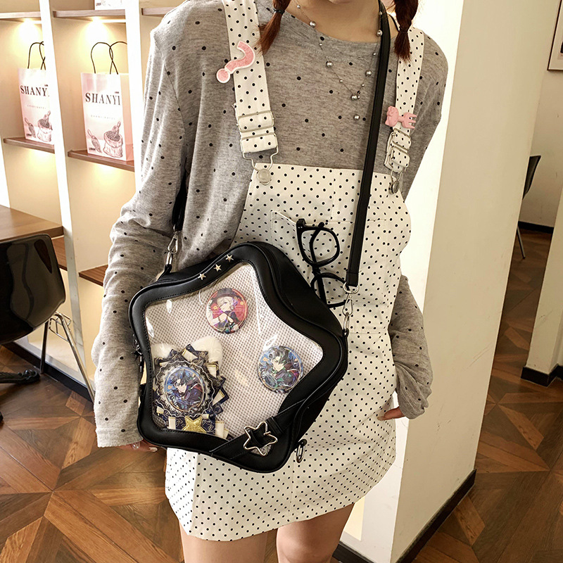 Japanese-style cute smug pain bag, 2D sweet and cool hot girl, Star mini backpack, soft and versatile crossbody bag full figure