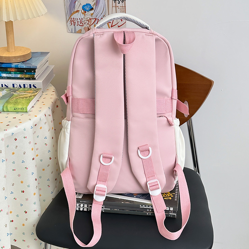 A new high-appeal, fresh and sweet color-blocking backpack from Korean Instagram, a lightweight and large-capacity backpack for junior and senior high school students Specification drawing