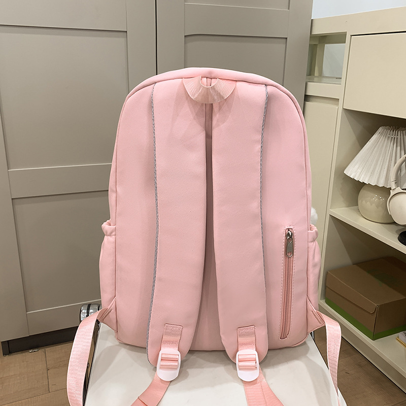 New sweet solid color large-capacity schoolbag for junior and senior high school students, casual commuting backpack, versatile, cute and simple backpack Specification drawing