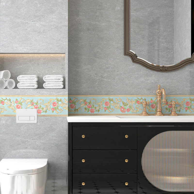 3D self-adhesive waistline PVC waterproof self-adhesive wallpaper for bathroom ceiling decoration lines wallpaper waistline details Picture