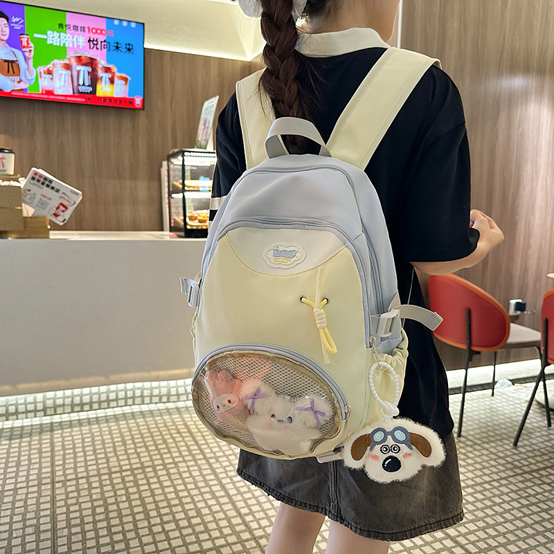 A new high-appearance-level Korean ins fresh and sweet color-blocking transparent balm bag with a large capacity for women full figure