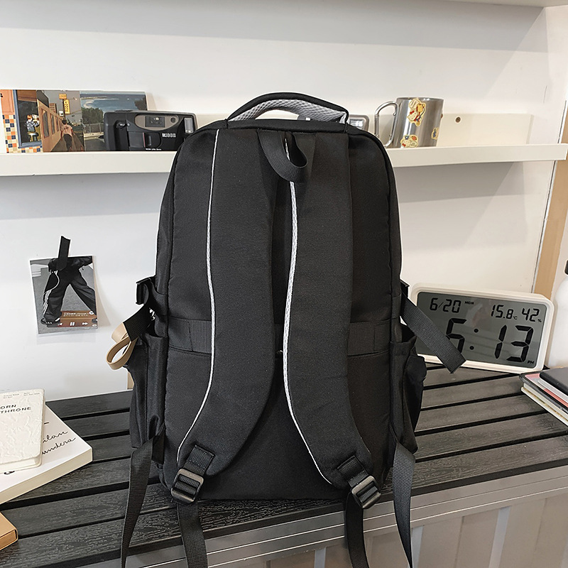 2025 New large-capacity, versatile solid color letter multi-compartment junior and senior high school schoolbag, high appearance level, lightweight backpack Specification drawing