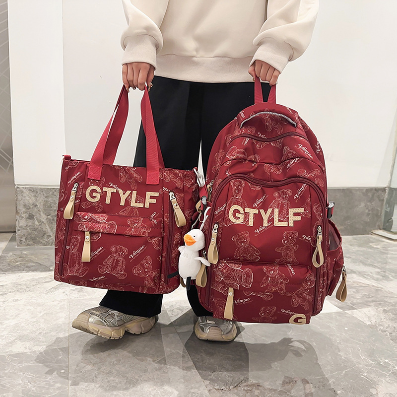 The 2025 new large-capacity, versatile Korean-style casual backpack with a multi-layered printed schoolbag and a casual backpack details Picture