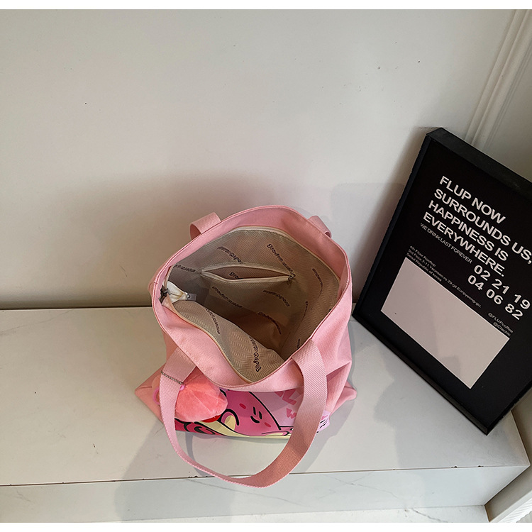 Canvas bag, cartoon handbag, ladies and students, large capacity lunch box bag, hand-held bag, cute tutorial bag, tote bag Specification drawing