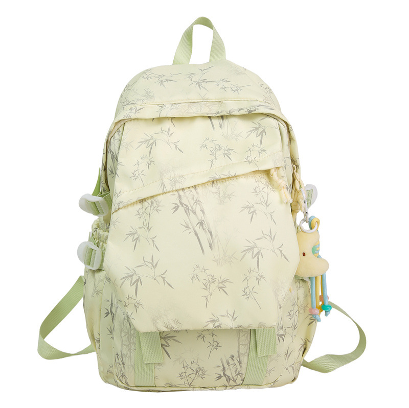 A new high-appeal Korean-style ins solid color simple leaf print backpack for couples, a lightweight and large-capacity backpack Item Picture