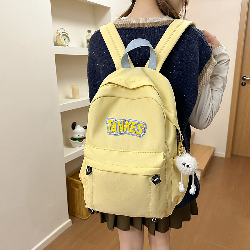 Korean-style ins versatile large-capacity schoolbag for junior and senior high school students, simple and lightweight large-capacity single-shoulder bag, travel backpack details Picture