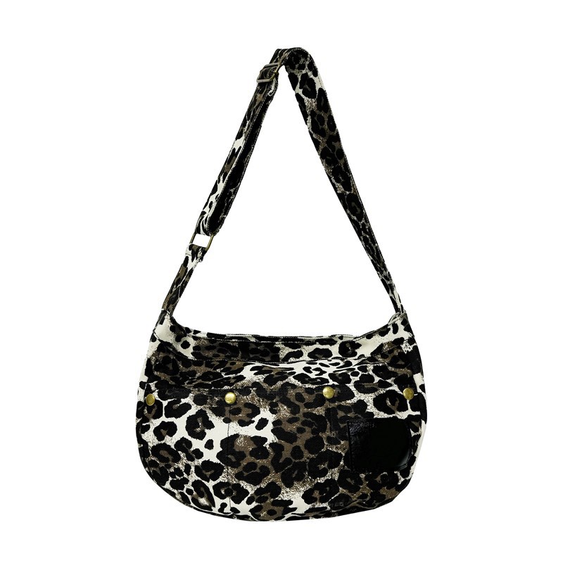 Leopard print women's large-capacity 2024 new autumn and winter versatile casual crossbody bag, single-shoulder commuting fashion dumpling bag Item Picture