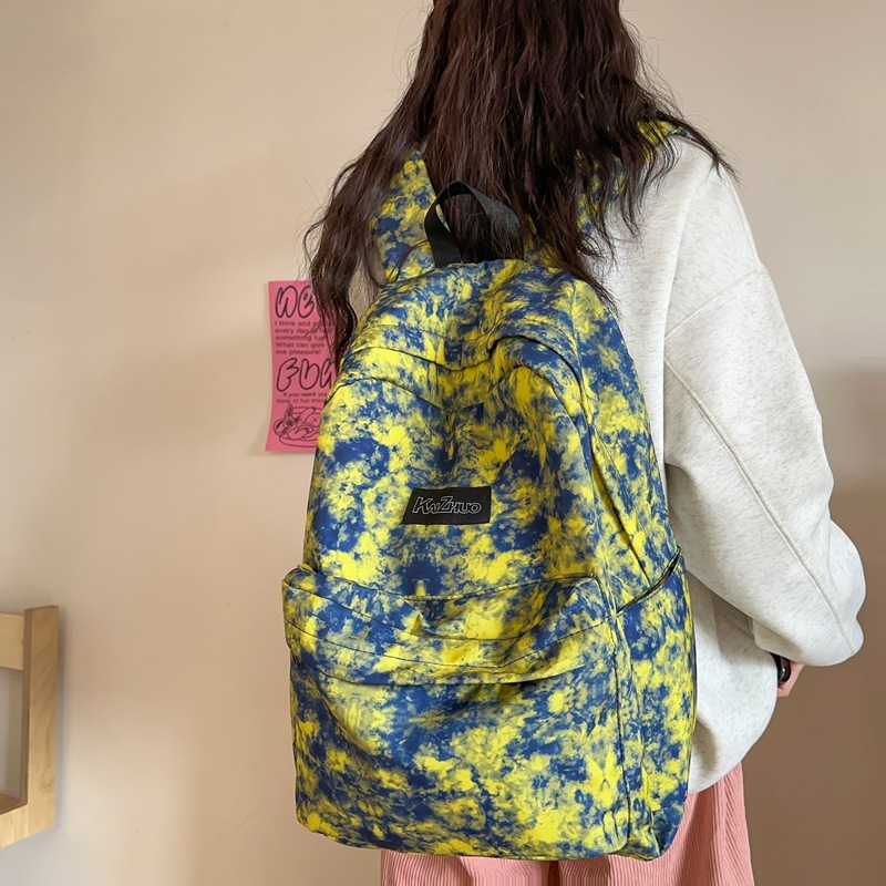 New personalized and trendy tie-dyed schoolbag for girls, Instagram-cool college backpack, Korean-style casual backpack for middle school students full figure