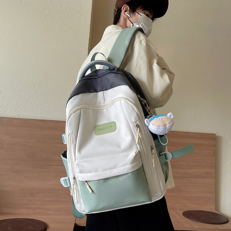 New schoolbag for girls, Korean version, ins school style, primary school backpack, casual and simple, college couple backpack details Picture