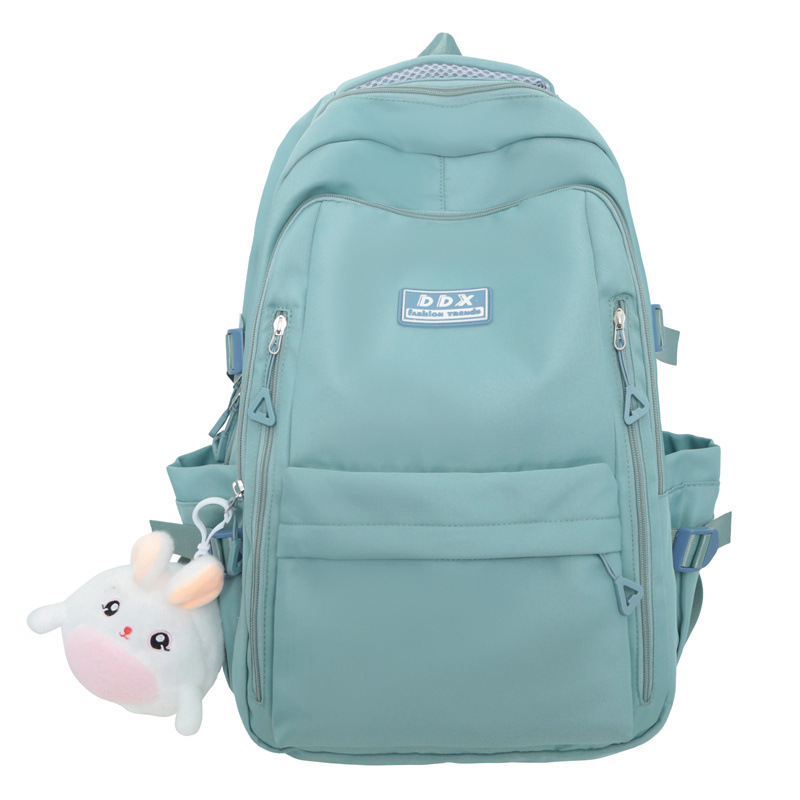 New schoolbag for female college students, solid-color large-capacity backpack, multi-layered and sturdy backpack for junior and senior high school students Item Picture